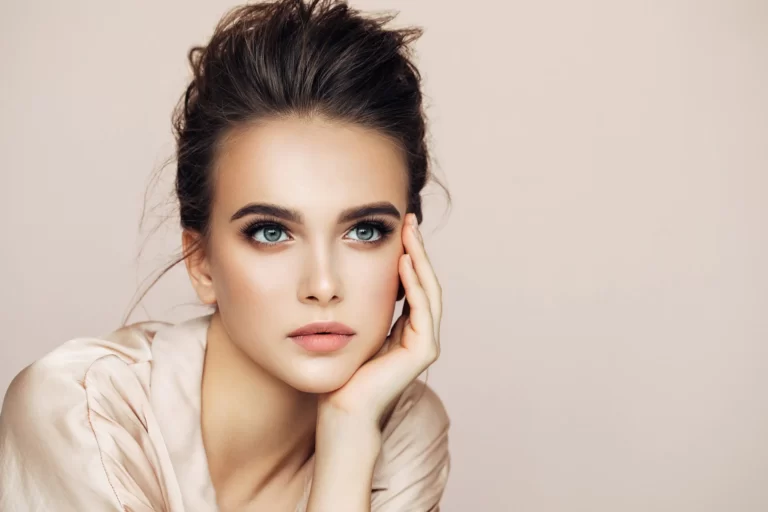 a portrait of a pretty woman