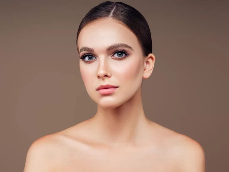 a portrait of a young woman with sculpted jaw