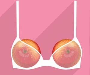 A bra with an apple on it.